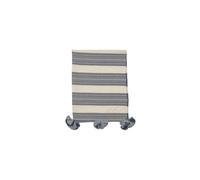 Plaid en coton gris et bleu, à rayures, pompons, jeté de canapé - Bloomingville, Plaids - 170x130 cm