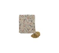 Plaid en coton recyclé jaune, motif floral, glands - Bloomingville, Filipa - 160x130 cm