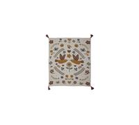 Plaid en coton recyclé marron, imprimé cirque, avec glands - Bloomingville, Bryn - 160x130 cm