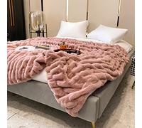 Plaid en Fausse Fourrure ? Couvertures de canapé en Fourrure de Lapin, Double épaisseur, Polaire Corail, couvertures de Sieste décoratives, Couverture de lit, Couverture de canapé, Douce et Moelleuse