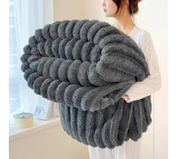 Plaid en Fausse Fourrure Double Face, Ultra Doux, Moelleux et Chaud, réversible, idéal for canapé, lit ou Fauteuil. Décoration intérieure légère et Portable en Peluche.(Dark Gray,180x200cm)