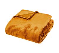 Atmosphera – Plaid en flanelle Cuddly 180x230 cm Jaune moutarde