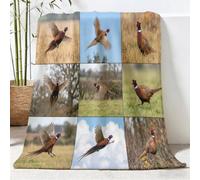 Plaid en Flanelle Doux Convient Vintage 130 x 150 cm, Art Animaux Sauvages Oiseaux Moelleuse Microfibre Couverture de Lit Couvre-lit Jeté de Canapé, Couverture Moelleuse pour Adultes et Enfants, Vert