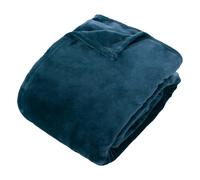 Atmosphera – Plaid en flanelle Ollis Uni 260x240 cm Bleu egéen