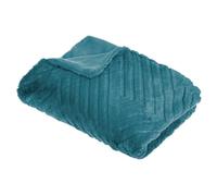 Plaid en Fourrure Bleu Canard Motif en Relief 120 x 160 cm - Atmosphera