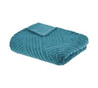 Plaid en Fourrure Bleu Canard Motif en Relief 180 x 230 cm - Atmosphera