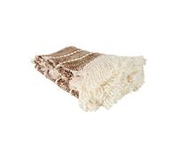 The home deco factory Plaid maille tressée à franges ultradoux marron 120 x 150 cm M6