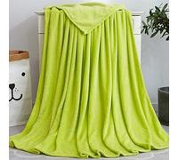 Plaid en Polaire Uni Couverture en Microfibre Douce, Couverture de Lit Fausse Fourrure Double Face Plaid Jeté de Canapé Flanelle Ultra Doux et Chaud Pour Adultes, Enfants,Lime green,120x200cm