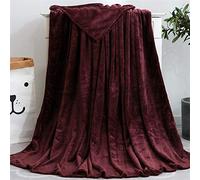 Plaid en Polaire Uni Couverture en Microfibre Douce, Couverture de Lit Fausse Fourrure Double Face Plaid Jeté de Canapé Flanelle Ultra Doux et Chaud Pour Adultes, Enfants,Deep red,200x230cm