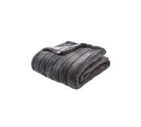 Plaid en polyester coloris gris foncé - Dim : L 160 x l 120 cm - -