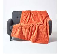 Plaid en velours capitonné Orange, 150 x 200 cm