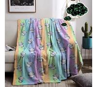 Plaid Enfant Fille Lumineux et Phosphorescent, Couverture Chaude Flanelle Avec Étoiles et Motifs de Poney Licorne pour Garçons et Filles (Panda, 150x200cm)