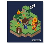 Plaid Enfant - Minecraft - 110 x 140 cm - Microfibre Polyester - Doux - Lavable en Machine
