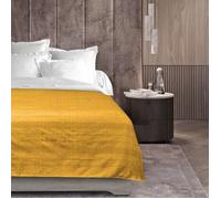 Plaid enroulable 220 x 240 cm polycoton Lucile Jaune curry