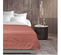 Plaid enroulable 220 x 240 cm - Polycoton Lucile Vieux Rose avec fermeture boutons