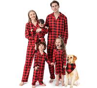 Plaid Ensemble de Pyjama Noël Famille Coton Pyjama de Noël à Manches Longues Vêtement de Nuit pour Fête Costume de Nuit pour Femme Homme Enfant Bébé Joyeux Christmas