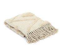 HOME DECO FACTORY – Plaid TX9134 Ethnique relief losange 120x150 cm écru