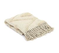 HOME DECO FACTORY – Plaid TX9134 Ethnique relief losange 120x150 cm écru