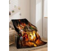 Plaid Étoile Animal Or Jeté de Canapé Flanelle et Laine Agneau Plaid Enfant Conception Recto Verso Couverture Canapé Mou Couvre Canape Soins Faciles Couverture Été Lavable Blanket 180x220cm