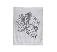 Soleil d'ocre 512383 Lion Plaid Extra Doux Polyester Gris 150 x 130 cm