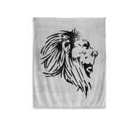 Soleil d'ocre 512385 Lion Plaid Extra Doux Polyester Noir 150 x 130 cm