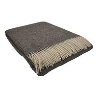 Plaid Fair Deluxe en laine pure | Couverture en laine 100 % laine | Couverture de canapé / couverture douillette | 100 % pure laine avec bordure à franges (laine Nouvelle-Zélande, gris)