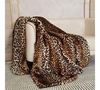 Plaid Fausse Fourrure, Couverture Renard Imitation, Couverture en Fourrure Léopard, Couvertures de Luxe en Fausse Fourrure, Couvertures Décoratives, Convient pour Canapé-lit-180×150 cm