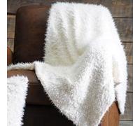 Stof - Plaid - Taille 160x130 cm - 100% Coton - Couleur Blanc - Modèle Mouton - pour Canapé ou Chambre - Idéal Toutes pièces