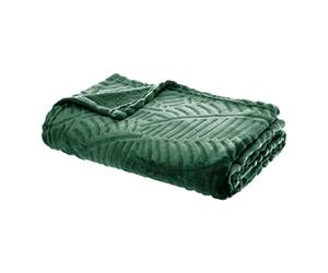 Plaid Feuilles - Flanelle - Vert - 125x150 cm - Atmosphera créateur d'intérieur