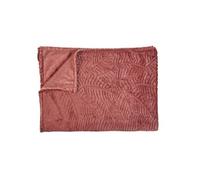 Plaid Flanelle 120x150cm Embossé Motif Feuilles Terracota - -