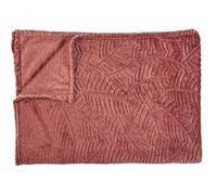 Plaid Flanelle 120x150cm Embossé Motif Feuilles Terracota - -