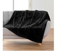 Douceur d'Intérieur Plaid doux Mini Frosty – Flanelle relief uni 125 x 150 cm Noir
