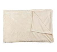Plaid Flanelle 150x200cm Embossé Motif Feuilles Crème