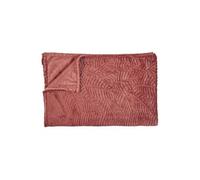 Plaid Flanelle 150x200cm Embossé Motif Feuilles Terracota - FLONY -