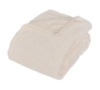 Plaid flanelle côtelé Arum ivoire 240x220cm - Atmosphera createur d'interieur