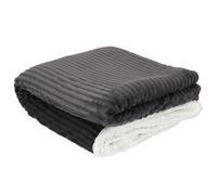 Home Deco Factory – Plaid The Plaid TX9160 – Flanelle côtelée doublure Sherpa 180 x 220 cm Gris