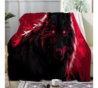 Plaid Flanelle Couverture Polaire 220x240 cm Loup sombre - Grand Plaid Epais et Chaud avec Animaux sauvages Jeté de Canapé, Lit 2 Personne, Salon - 280 GSM Couverture Doux et Moelleuse - Abstrait
