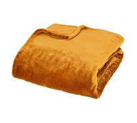 Atmosphera – Plaid en flanelle Cuddly 130x180 cm Jaune cumin