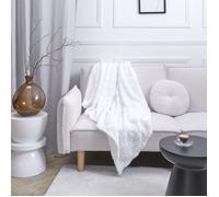 HOME DECO FACTORY, TX0237, Plaid en Flanelle Damier Blanc et Beige, idéal pour Le canapé ou Le lit, Doux et élégant, Facile à Entretenir, Dimensions 120x150 cm, Couleur Blanc et Beige