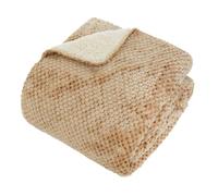 Atmosphera - Plaid Flanelle Effet Sherpa lyno Beige Lin 170x130cm