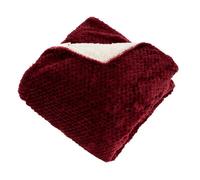 Plaid flanelle effet sherpa Lyno rouge grenat 170x130cm - Atmosphera createur d'interieur