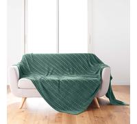 Plaid Flanelle en Relief "Arya" 180x220cm Vert Cèdre