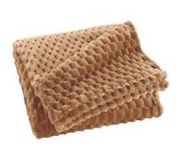 Douceur d'Intérieur Plaid Mini Frosty Flanelle relief 125 x 150 cm Camel doux et moelleux