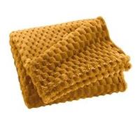Douceur d'Intérieur Plaid Mini Frosty Ocre – Flanelle relief unie – 125 x 150 cm