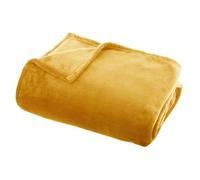 Atmosphera Plaid "Flanel" doux uni 125x150 cm Ocre