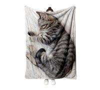 Plaid Flanelle Motif Chat - Plaid Doux En Flanelle À Motif Chat Pour Lit | Couverture Polaire Douce Pour Canapé | Accessoire Lit Chaud Déco Chambre Salon Bureau Dortoir Voyage Hiver Amoureux Des Chats