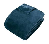 Plaid flanelle Ollis bleu egéen 260x240cm - Atmosphera createur d'interieur