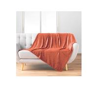 Douceur d'Intérieur, Plaid (125 x 150 cm) Nelia Terracotta, Flanelle Relief Unie
