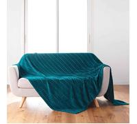 Plaid Flanelle Uni ""Arya"" 180x220cm Bleu