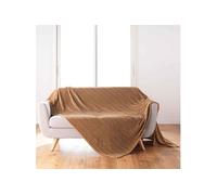 Douceur d'Intérieur Plaid Arya 180 x 220 cm Flanelle relief uni Camel